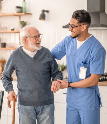A nurse supporting a client at home